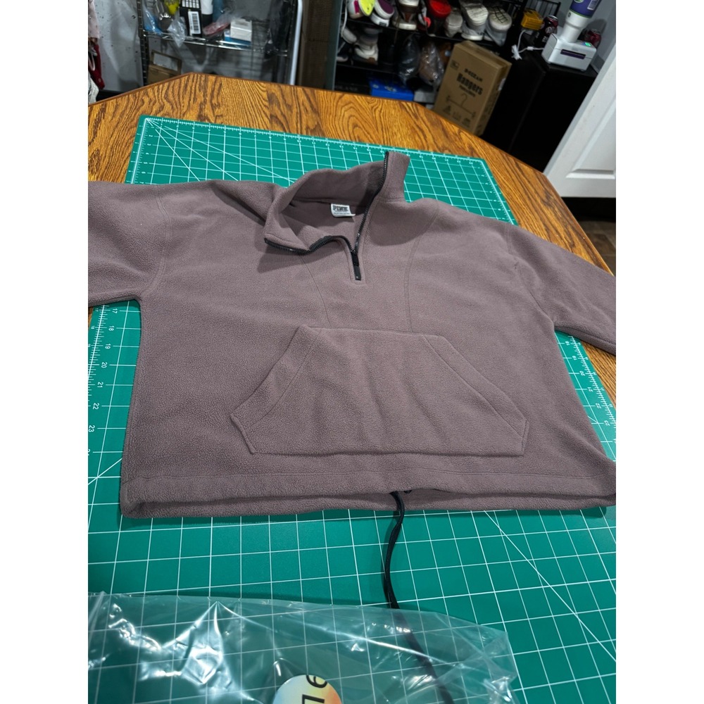 Pink Victoria's Secret Fleece Quarter Zip Pullover Mauve Brown XS